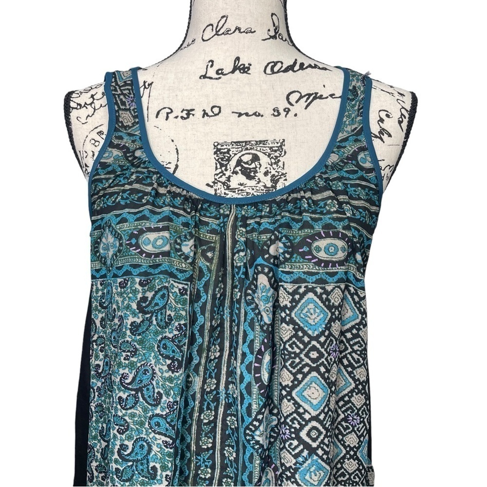 Anthropologie-One September-Patchwork Flowy Floral Paisley Ruffle Hem Top Sz XS - Picture 4 of 11